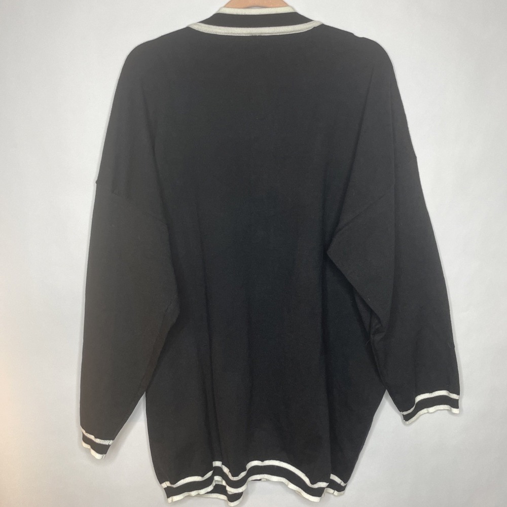 Womens Cardigan Sweater 3XL Black White Trim Old Money Classic Elegant Timeless - Picture 8 of 8